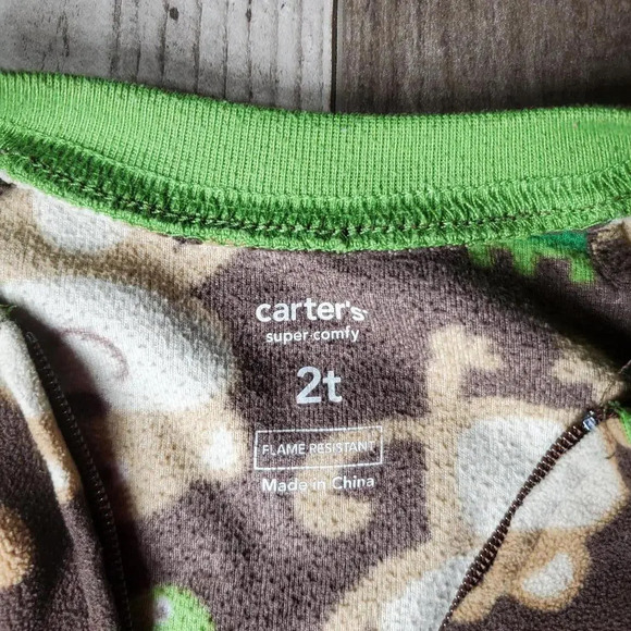 Carter's Size 2T Monkey Turtle Fleece Footed One Piece Sleeper Brown EUC - Picture 2 of 12